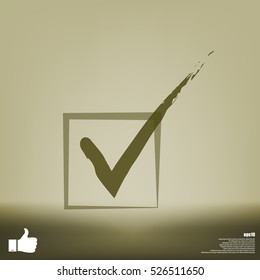 Flat paper cut style icon of check box. Vector illustration