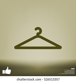 Flat paper cut style icon of hanger. Vector illustration
