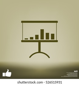 Flat paper cut style icon of a presentation stand. Vector illustration