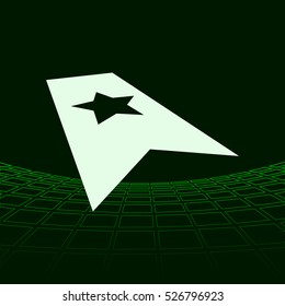 Flat paper cut style icon of web bookmark. Vector illustration