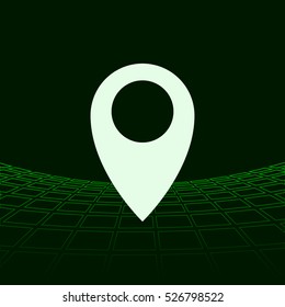 Flat paper cut style icon of map pointer vector illustration