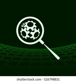 Flat paper cut style icon of magnifier. Vector illustration