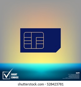 Flat paper cut style icon of a sim card. Vector illustration