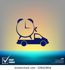 Flat paper cut style icon of vehicle. Delivery car symbol vector illustration