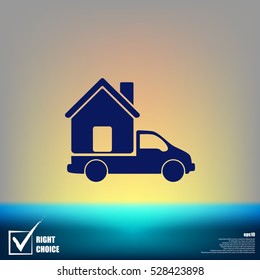 Flat paper cut style icon of vehicle. Delivery car symbol vector illustration