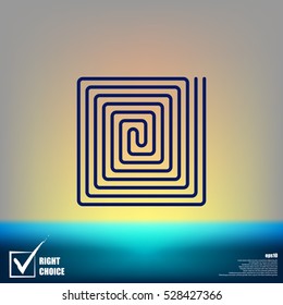 Flat paper cut style icon of floor heating. Vector illustration