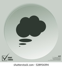 Flat paper cut style icon of thought cloud. Vector illustration