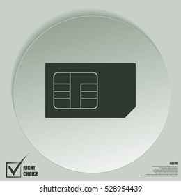 Flat paper cut style icon of a sim card. Vector illustration