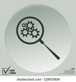 Flat paper cut style icon of magnifier. Vector illustration