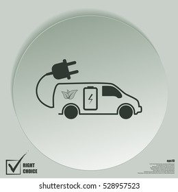 Flat paper cut style icon of an eco car. Vector illustration