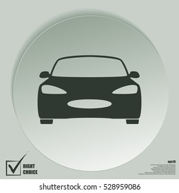 Flat paper cut style icon of a car. Vector illustration