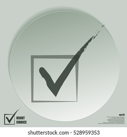 Flat paper cut style icon of check box. Vector illustration