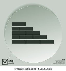Flat paper cut style icon of brickwork fragment. Vector illustration