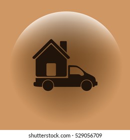 Flat paper cut style icon of vehicle. Delivery car symbol vector illustration
