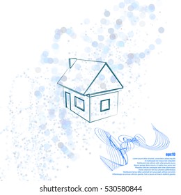Flat paper cut style icon of house model vector illustration