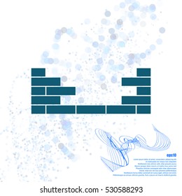 Flat paper cut style icon of brickwork fragment. Vector illustration
