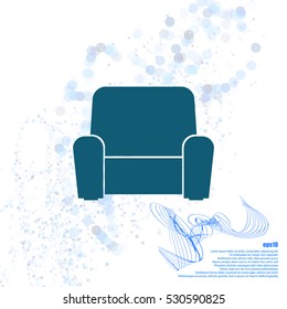 Flat paper cut style icon of furniture. Vector illustration
