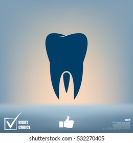 Flat paper cut style icon of tooth. Dentistry symbol icon vector illustration