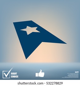 Flat paper cut style icon of web bookmark. Vector illustration
