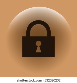 Flat paper cut style icon of a lock. Vector illustration