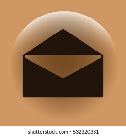 Flat paper cut style icon of envelope. E-mail symbol