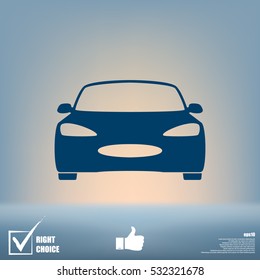Flat paper cut style icon of a car. Vector illustration