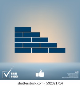 Flat paper cut style icon of brickwork fragment. Vector illustration