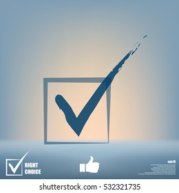 Flat paper cut style icon of check box. Vector illustration