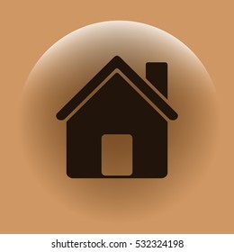 Flat paper cut style icon of house. Vector illustration
