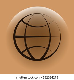 Flat paper cut style icon of globe. Vector illustration