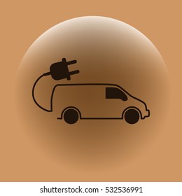 Flat paper cut style icon of an eco car. Vector illustration