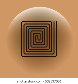 Flat paper cut style icon of floor heating. Vector illustration