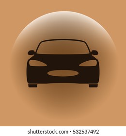Flat paper cut style icon of a car. Vector illustration