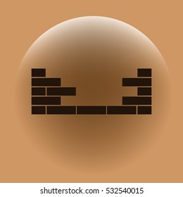Flat paper cut style icon of brickwork fragment. Vector illustration