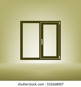 Flat paper cut style icon of modern window. Vector illustration