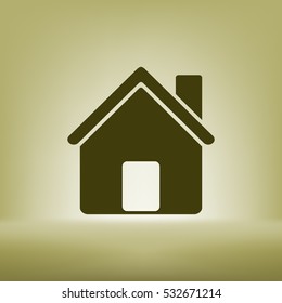 Flat paper cut style icon of house. Vector illustration
