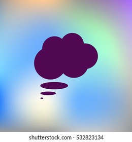 Flat paper cut style icon of thought cloud. Vector illustration