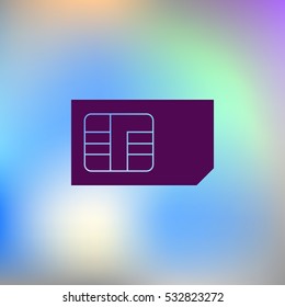 Flat paper cut style icon of a sim card. Vector illustration