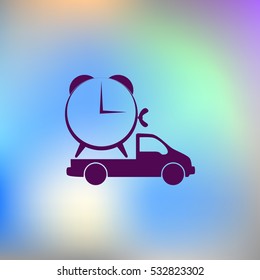 Flat paper cut style icon of vehicle. Delivery car symbol vector illustration