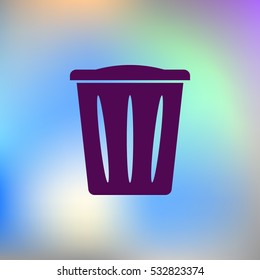 Flat paper cut style icon of trash can. Vector illustration