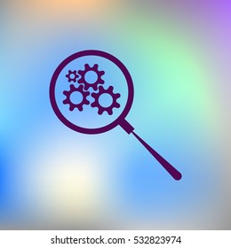 Flat paper cut style icon of magnifier. Vector illustration