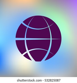 Flat paper cut style icon of globe. Vector illustration