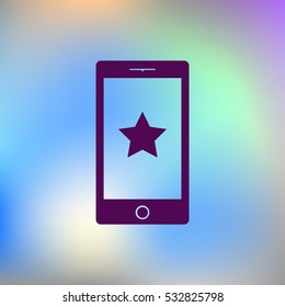 Flat paper cut style icon of mobile phone. Vector illustration