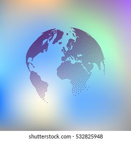 Flat paper cut style icon of globe. Vector illustration