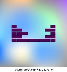 Flat paper cut style icon of brickwork fragment. Vector illustration