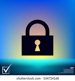 Flat paper cut style icon of a lock. Vector illustration