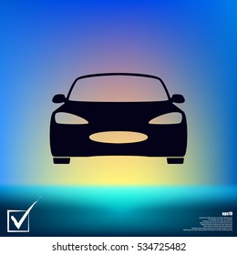 Flat paper cut style icon of a car. Vector illustration