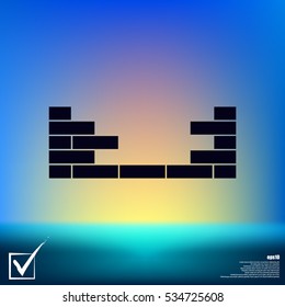 Flat paper cut style icon of brickwork fragment. Vector illustration