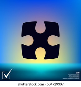 Flat paper cut style icon of puzzle part