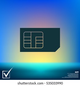 Flat paper cut style icon of a sim card. Vector illustration